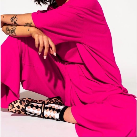 Dressed in Lala Lex Ribbed Playsuit in Hot Pink - Picture 6 of 11